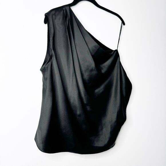 Michelle Mason One Shoulder Draped Silk Top in Black Size 6 - Picture 6 of 9